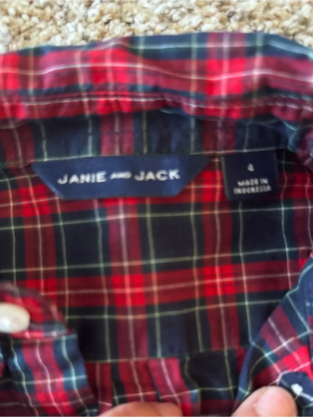 Janie and Jack Boys Red & Green Plaid Button-Up Shirt